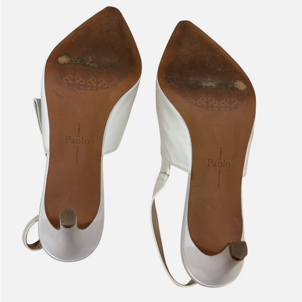 Elegant White Sling Back Pointed Toe Heels Bow Detail Pumps 6.5 - Picture 10 of 10